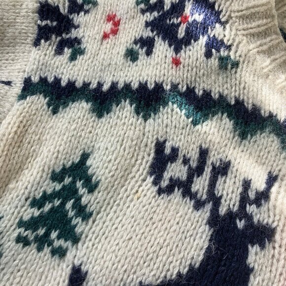 Vintage 1989 Eddie Bauer Sweater Small Wool Reindeer Ugly Xmas Christmas Nordic - Picture 7 of 9